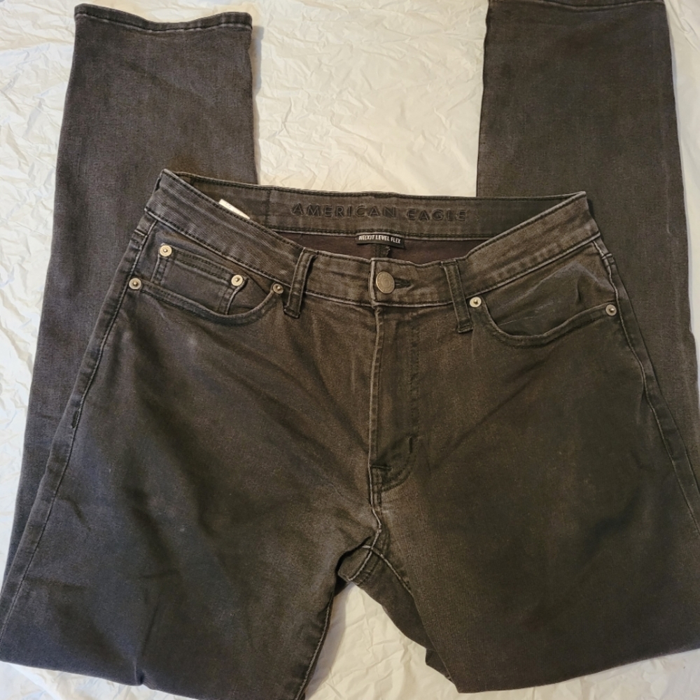 American Eagle Next Level Flex Slim Straight Black Jeans Size 30x30